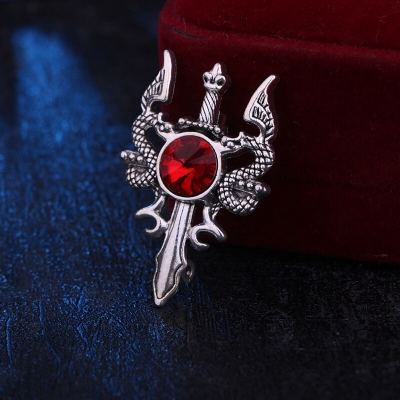 Picture of European and American Retro  Sword brooch For Fashion Accessories (Red Stone Ash)