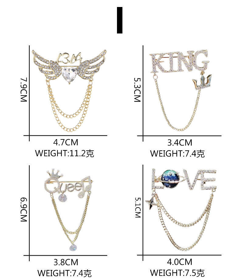 Picture of Queen Stoned Chain Brooch Pin For Women Fashion Hijab or Cloth Accessories (Golden)