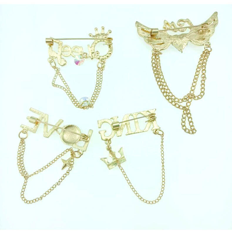 Picture of Queen Stoned Chain Brooch Pin For Women Fashion Hijab or Cloth Accessories (Golden)