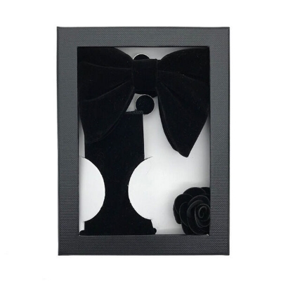 Picture of Velvet New Shape Butterfly Bow Tie 4-Piece Set Box for Men (Deep Black,One size fits all)