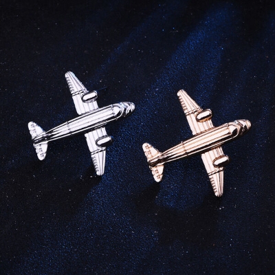 Picture of New Design Aircraft/Aeroplane Brooch For Men Suit Lapel Accessories (1 Gold + 1 Silver)