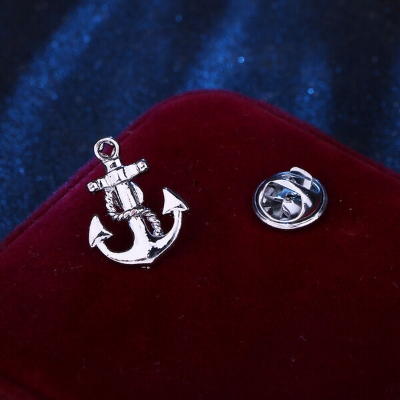 Picture of Small Anchor Pin For Navy/Men Cloth Fashion Suit Accessories (1p) (Silver)