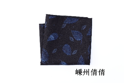 Picture of Men's Soft Cotton Handkerchief Paisley Suit Pocket Square (1p) (Leaf Pattern Black,Int: One size)