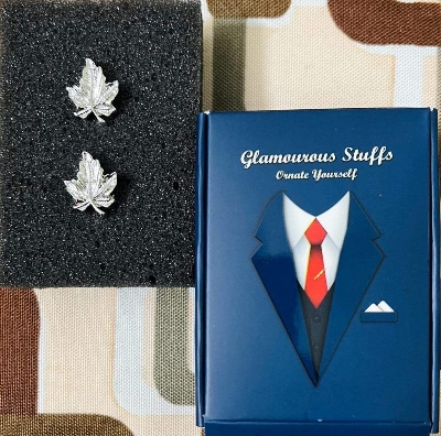 Picture of Men's Maple Leaf Metal French Cufflinks Pair Set (Silver)