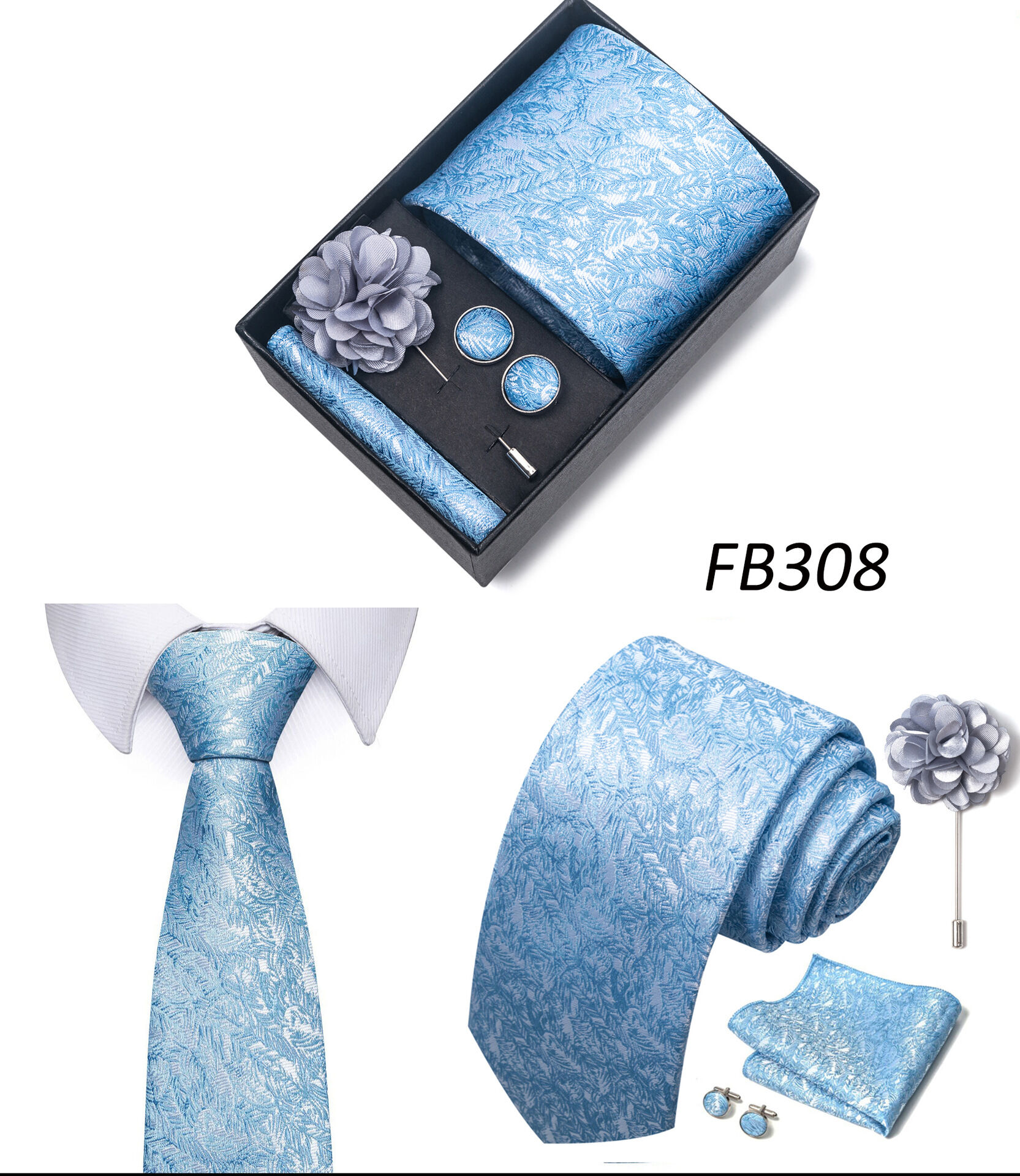 Picture of Men's Multicolor Fashionable Neck Tie - 4 items Set Box (1 Set) (FB308,Int: One size)