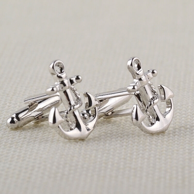 Picture of Men's Anchor Shape Navy French Shirt Cufflinks Pair (1 Pair) (Silver)