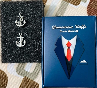 Picture of Men's Anchor Shape Navy French Shirt Cufflinks Pair (1 Pair) (Silver)