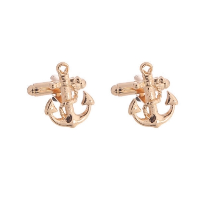 Picture of Men's Anchor Shape Navy French Shirt Cufflinks Pair (1 Pair) (Gold)