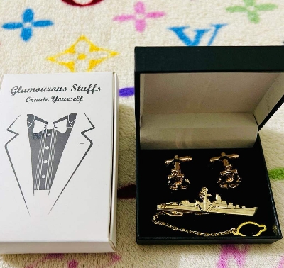Picture of Marine/Naval Anchor Cufflinks & Ship Tie Clip Set For Men Suit/Shirt Fashion Accessories (Anchor Tie Pin)