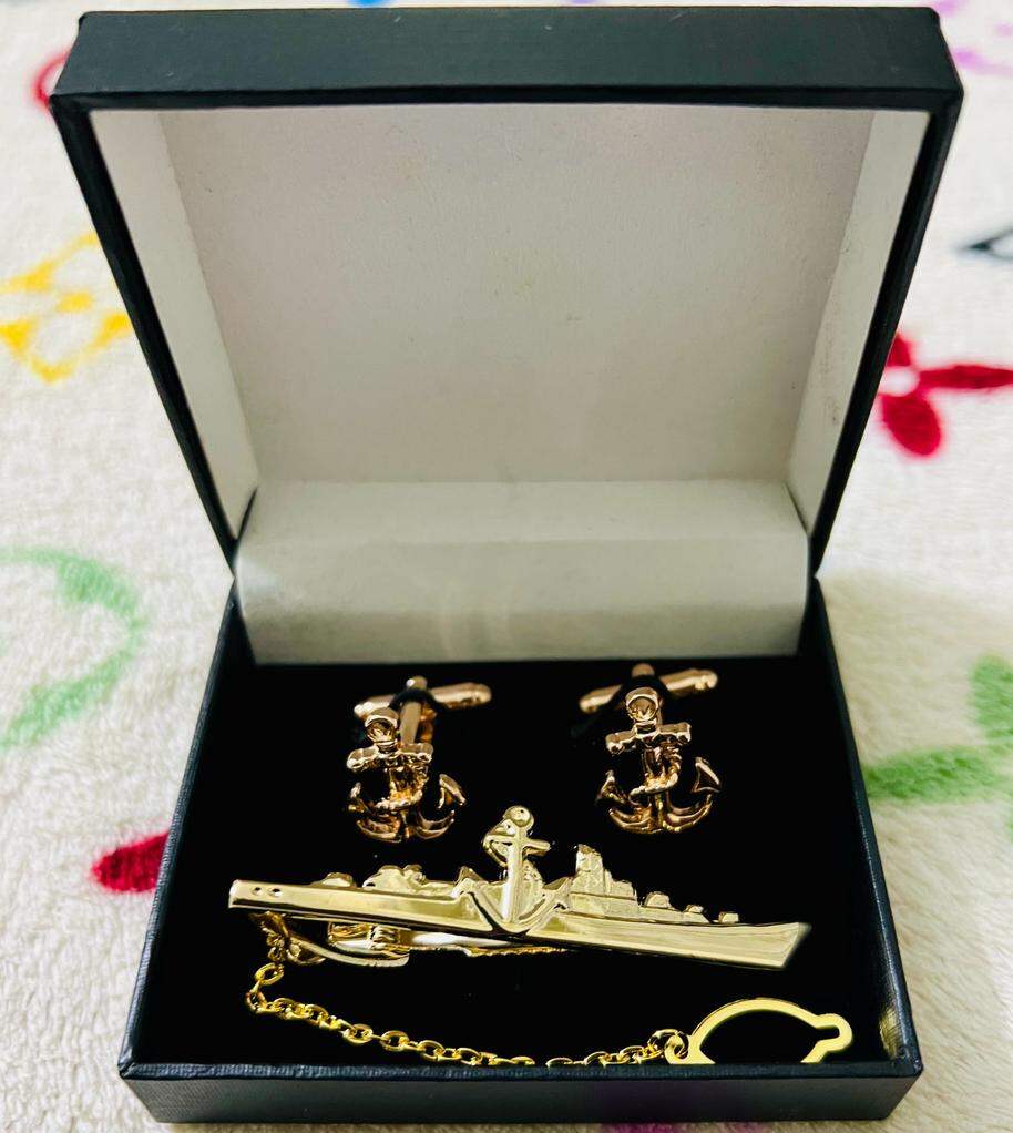 Picture of Marine/Naval Anchor Cufflinks & Ship Tie Clip Set For Men Suit/Shirt Fashion Accessories (Anchor Tie Pin)