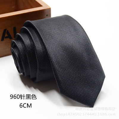 Picture of Formal Solid Color Slim Neck Tie For Men 6cm (1Ps) No Box (Black,Int: One size)
