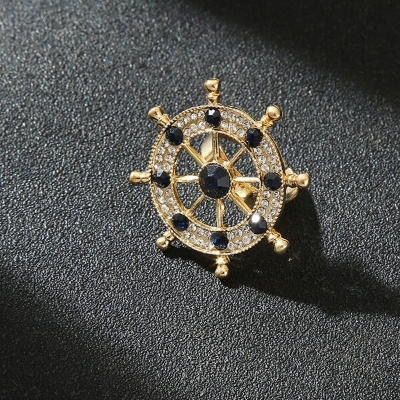 Picture of Tie Knot Buckle Brooch For Men Tie Fashion Accessories (Dark Blue Stone in  Golden)