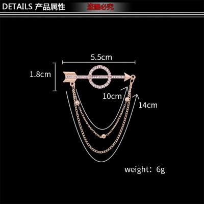 Picture of Arrow Chain Brooch For Men Fashion Suit Accessories (Gold)
