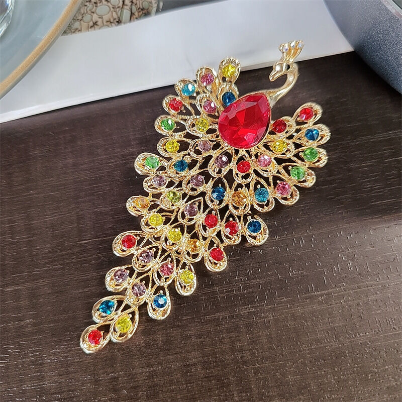 Picture of Peacock Corsage High-end Rhinestone Brooch Clothing Accessories (Red Stoned Peacock)