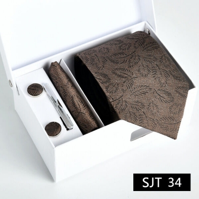 Picture of Men's Luxury Polyester Silk Fashionable Neck Tie - 4 items Set Box (1 Set) (SJT 34,Int: One size)
