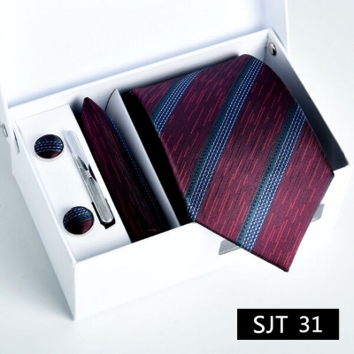 Picture of Men's Luxury Polyester Silk Fashionable Neck Tie - 4 items Set Box (1 Set) (SJT 31,Int: One size)