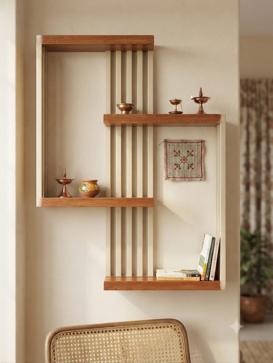 Picture of Kounik Decor Modern Geometric Wooden Wall Shelf