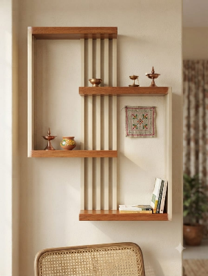 Picture of Kounik Decor Modern Geometric Wooden Wall Shelf