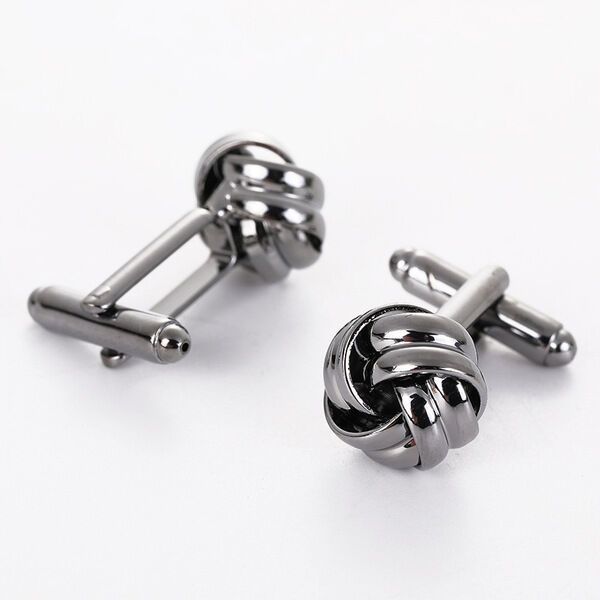 Picture of Men's Metal Twisted Round French Cufflinks Pair Set (1 Pair) (Gun Black)
