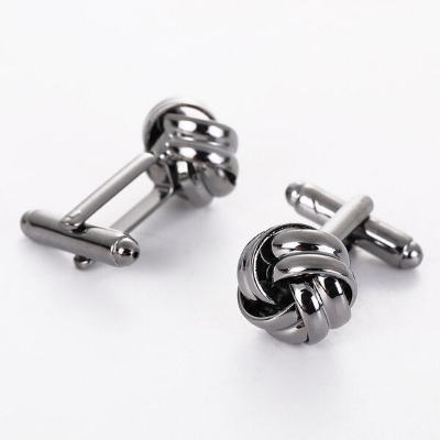 Picture of Men's Metal Twisted Round French Cufflinks Pair Set (1 Pair) (Gun Black)