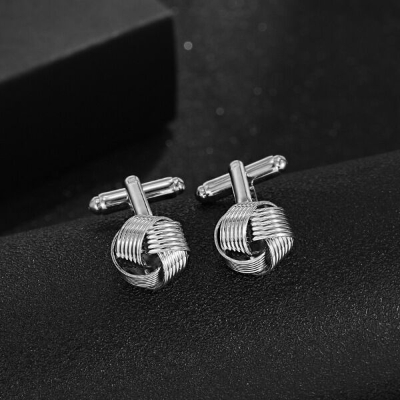 Picture of Electroplated Suit Shirt Twist Round French Cufflinks Pair Set For Men (1 Pair) (Silver)