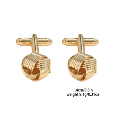 Picture of Electroplated Suit Shirt Twist Round French Cufflinks Pair Set For Men (1 Pair) (Gold)