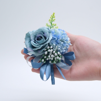 Picture of Wedding Boutonniere Flower Bouquet Chest Brooch (1PS) (Light blue)