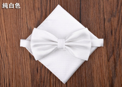 Picture of Solid Color Mens Bow Tie Set For Party, Wedding or Casual Occasion Fashion Accessories (White,Int: One size)