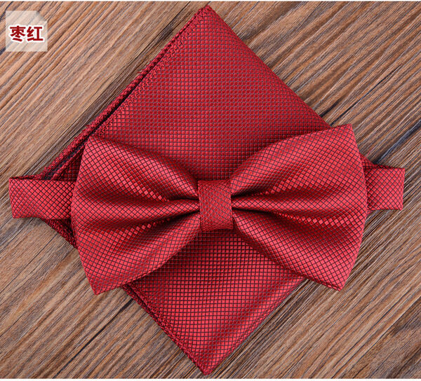 Picture of Solid Color Mens Bow Tie Set For Party, Wedding or Casual Occasion Fashion Accessories (Maroon,Int: One size)