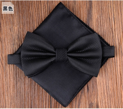Picture of Solid Color Mens Bow Tie Set For Party, Wedding or Casual Occasion Fashion Accessories (Black,Int: One size)
