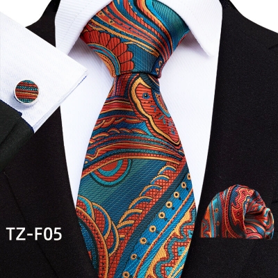 Picture of Luxury Fashionable Neck Tie + Pocket Square & Cufflinks 3 item Tie Set For Men (1 Set) (TZ-F05,Int: One size)