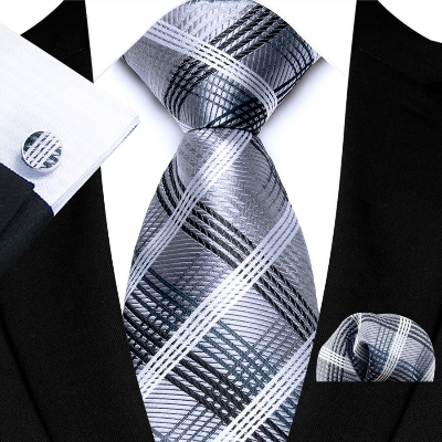 Picture of Luxury Fashionable Neck Tie + Pocket Square & Cufflinks 3 item Tie Set For Men (1 Set) (TZ-G20,Int: One size)