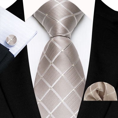 Picture of Luxury Fashionable Neck Tie + Pocket Square & Cufflinks 3 item Tie Set For Men (1 Set) (TZ-G19,Int: One size)
