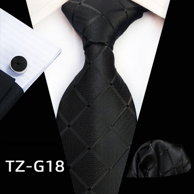 Picture of Luxury Fashionable Neck Tie + Pocket Square & Cufflinks 3 item Tie Set For Men (1 Set) (TZ-G18,Int: One size)
