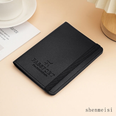 Picture of PU Leather Passbook Bag Multi-function Passbook Holder Passport ID Holder (Black)