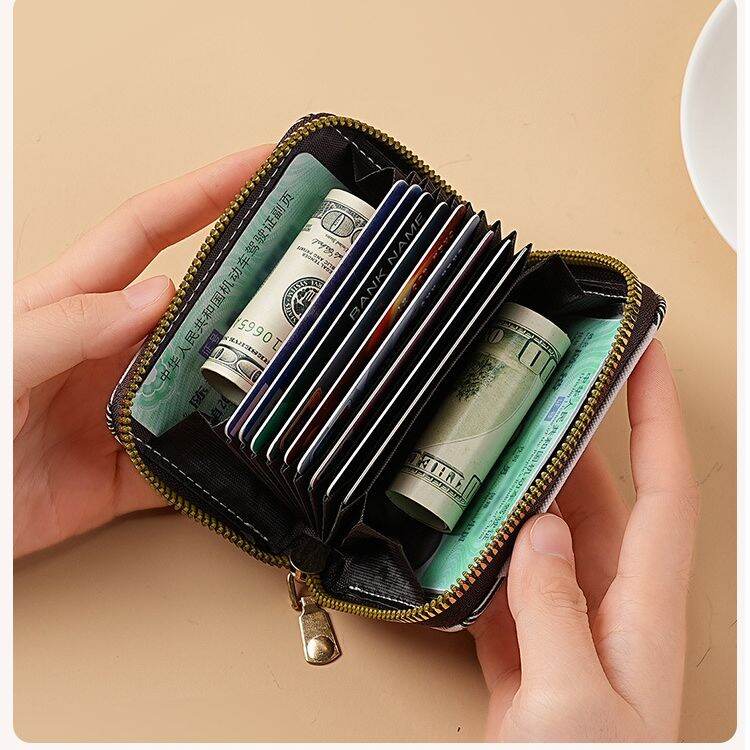 Picture of Men's and Women's Multiple Card Holder Zipper Small Coin Purse (Woven Pattern Pink)