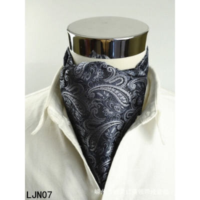 Picture of Men’s Ascot Cravat Tie with Pocket Square – Polyester Silk Scarf (1 Set) (LJN07,Int: One size)