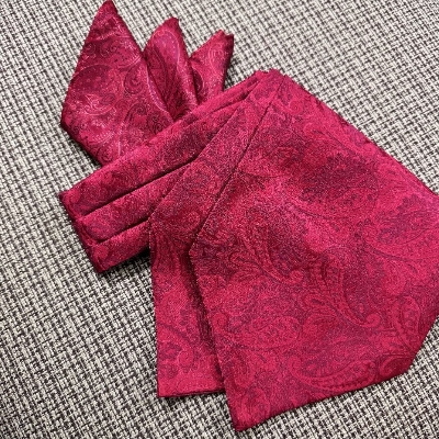 Picture of Men’s Ascot Cravat Tie with Pocket Square – Polyester Silk Scarf (1 Set) (LJ-006,Int: One size)