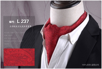 Picture of Men’s Ascot Cravat Tie with Pocket Square – Polyester Silk Scarf (1 Set) (LJ-006,Int: One size)