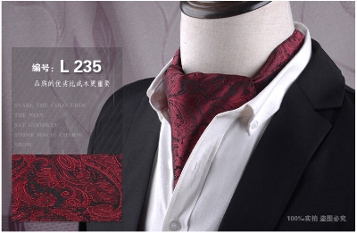 Picture of Men’s Ascot Cravat Tie with Pocket Square – Polyester Silk Scarf (1 Set) (LJ-004,Int: One size)