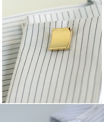 Picture of Luxury Square Cufflinks & Tie Clip Set For Men Fashion French Cuff Shirt Accessories (1Set) (Curved Solid Gold)