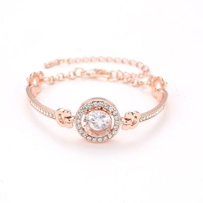 Picture of Crystal Stoned Bracelet for Women – Elegant Fashion Jewelry (1p) (Rose Gold)