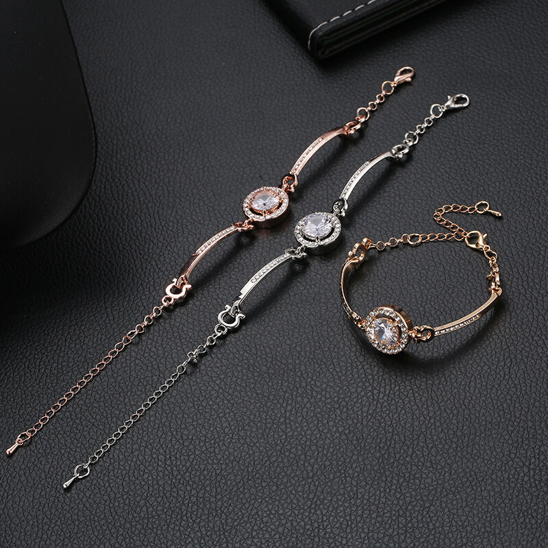 Picture of Crystal Stoned Bracelet for Women – Elegant Fashion Jewelry (1p) (Rose Gold)