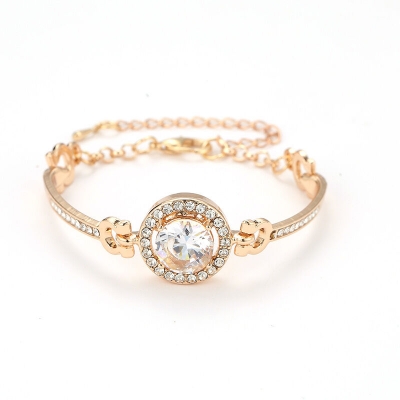 Picture of Crystal Stoned Bracelet for Women – Elegant Fashion Jewelry (1p) (Gold)