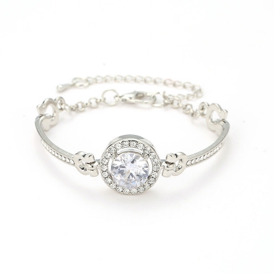 Picture of Crystal Stoned Bracelet for Women – Elegant Fashion Jewelry (1p) (Silver)