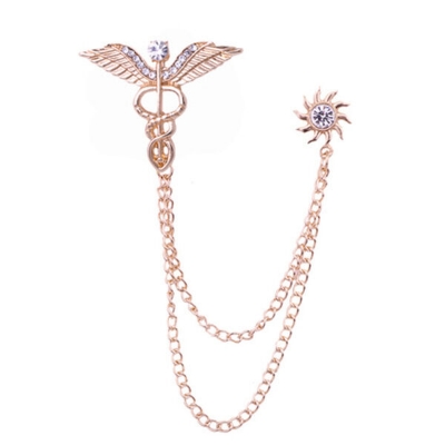 Picture of Caduceus Medical Symbol Brooch Pin – Unisex Doctor/Nurse Lapel Badge – Fashion Accessory for Men & Women (Gold)