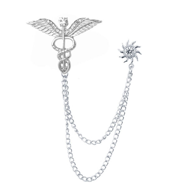 Picture of Caduceus Medical Symbol Brooch Pin – Unisex Doctor/Nurse Lapel Badge – Fashion Accessory for Men & Women (Silver)