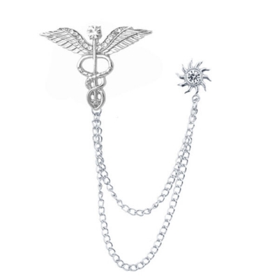 Picture of Caduceus Medical Symbol Brooch Pin – Unisex Doctor/Nurse Lapel Badge – Fashion Accessory for Men & Women (Silver)