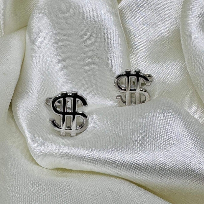 Picture of Fancy Cufflinks For Men-French Cuff Shirt Button Accessory (US Dollar Symbol)