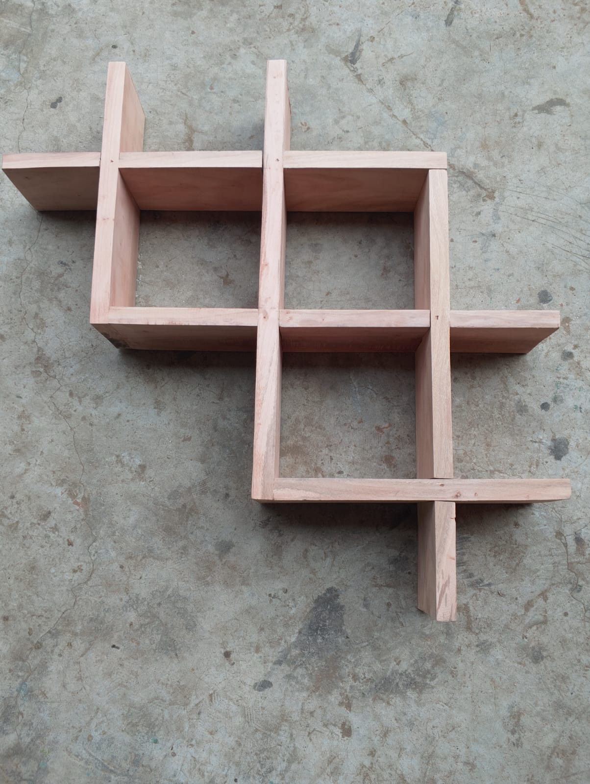Picture of Kounik Decor Modern Interlocking Square Wooden Wall Shelf | Premium Solid Wood Geometric Wall Decor for Living Room & Office